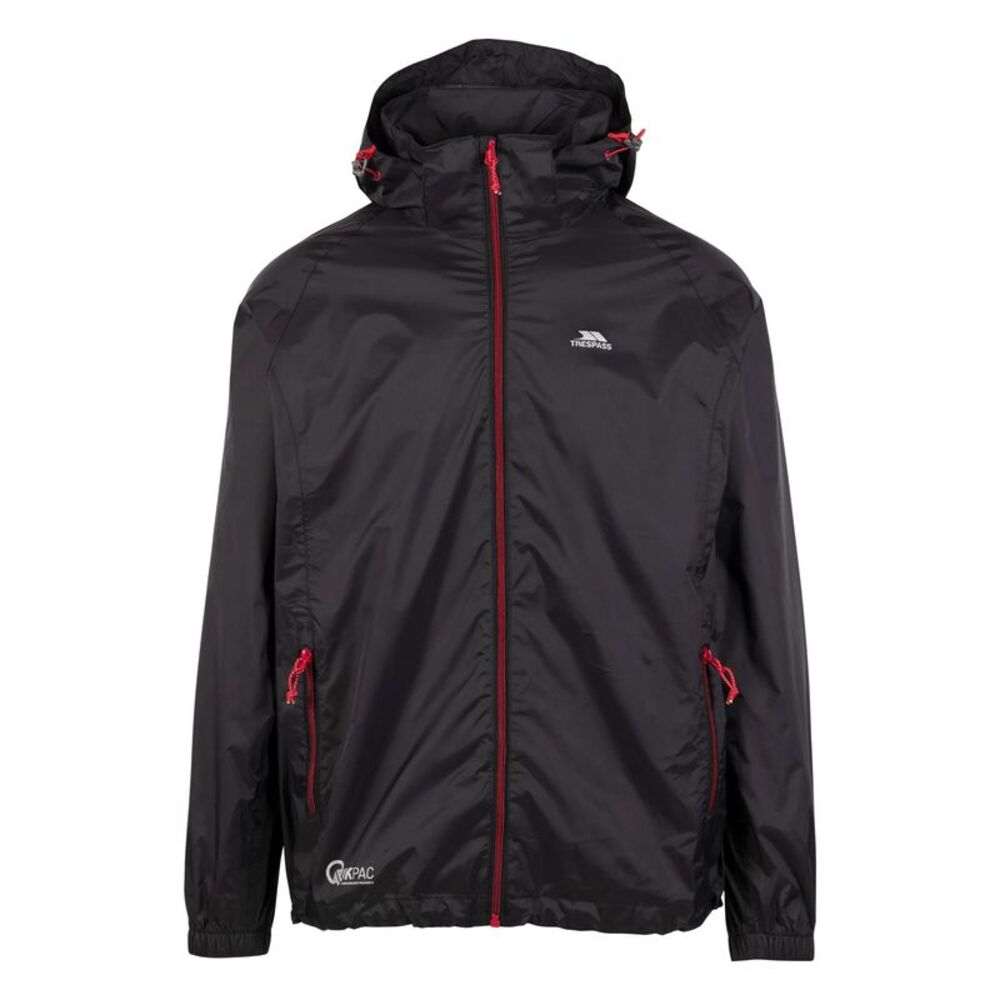 Trespass Qikpac X Unisex Packaway Jacket / Black/Red